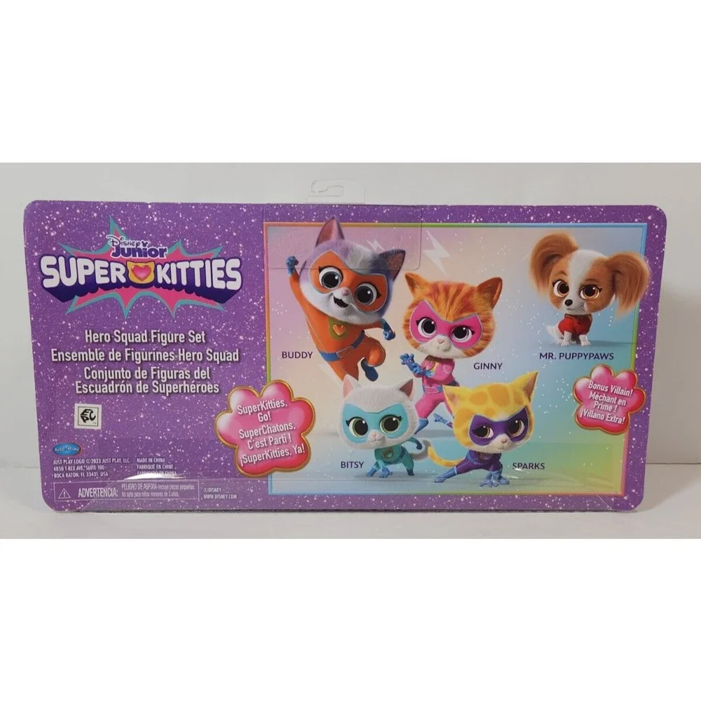 SUPER KITTIES HERO SQUAD FIGURE SET Ginny Sparks Bitzy Mr Puppypaws Disney Jr